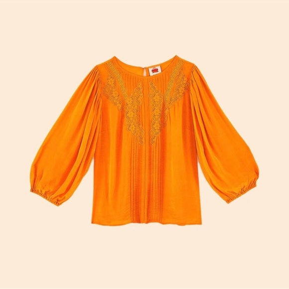 NWT FARM Rio Orange Lace Blouse - Picture 5 of 10